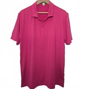 G/Fore Golf Shirt Men's XL Hot Pink Red Striped Performance